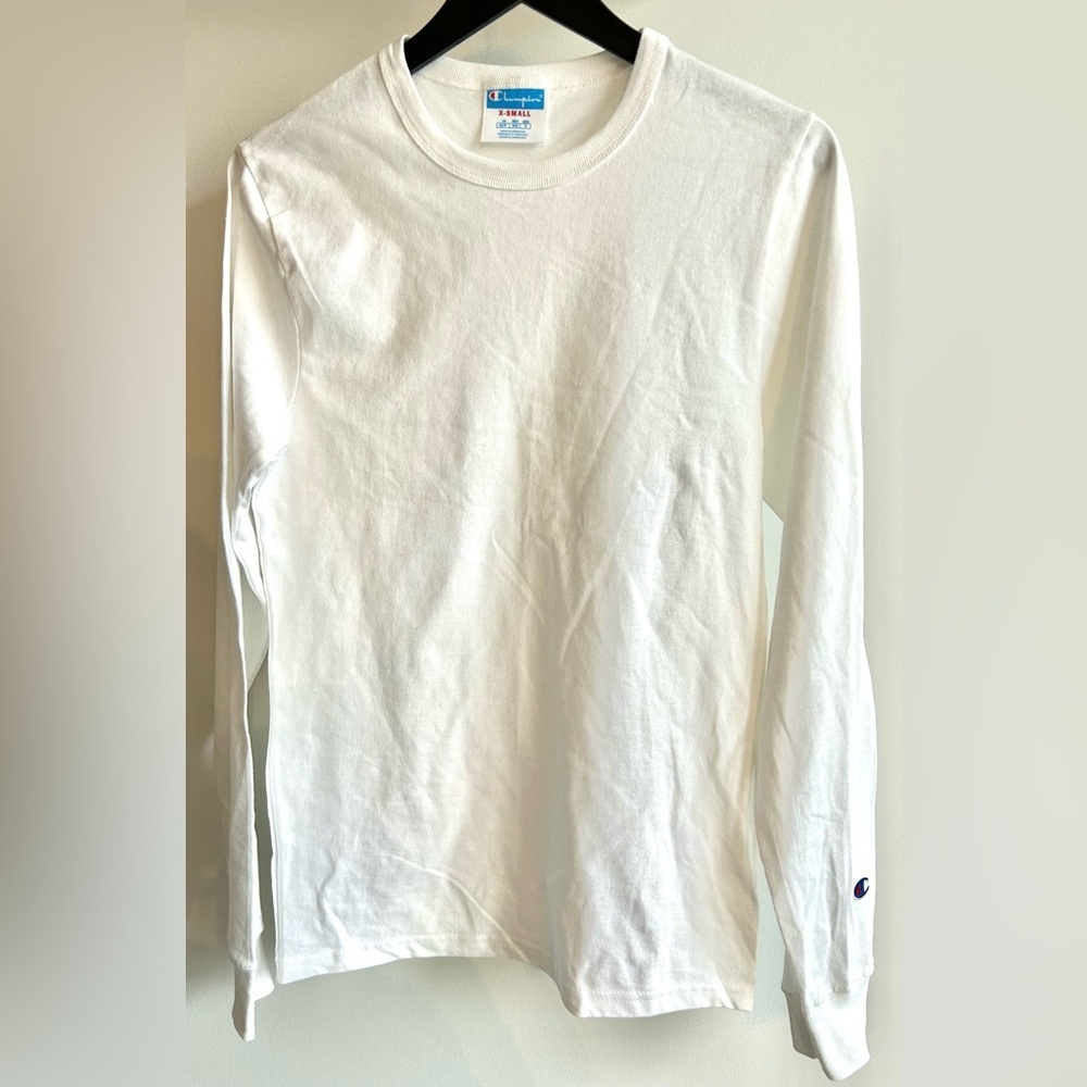 Champion White Long Sleeve Tee Crew Neck NWOT